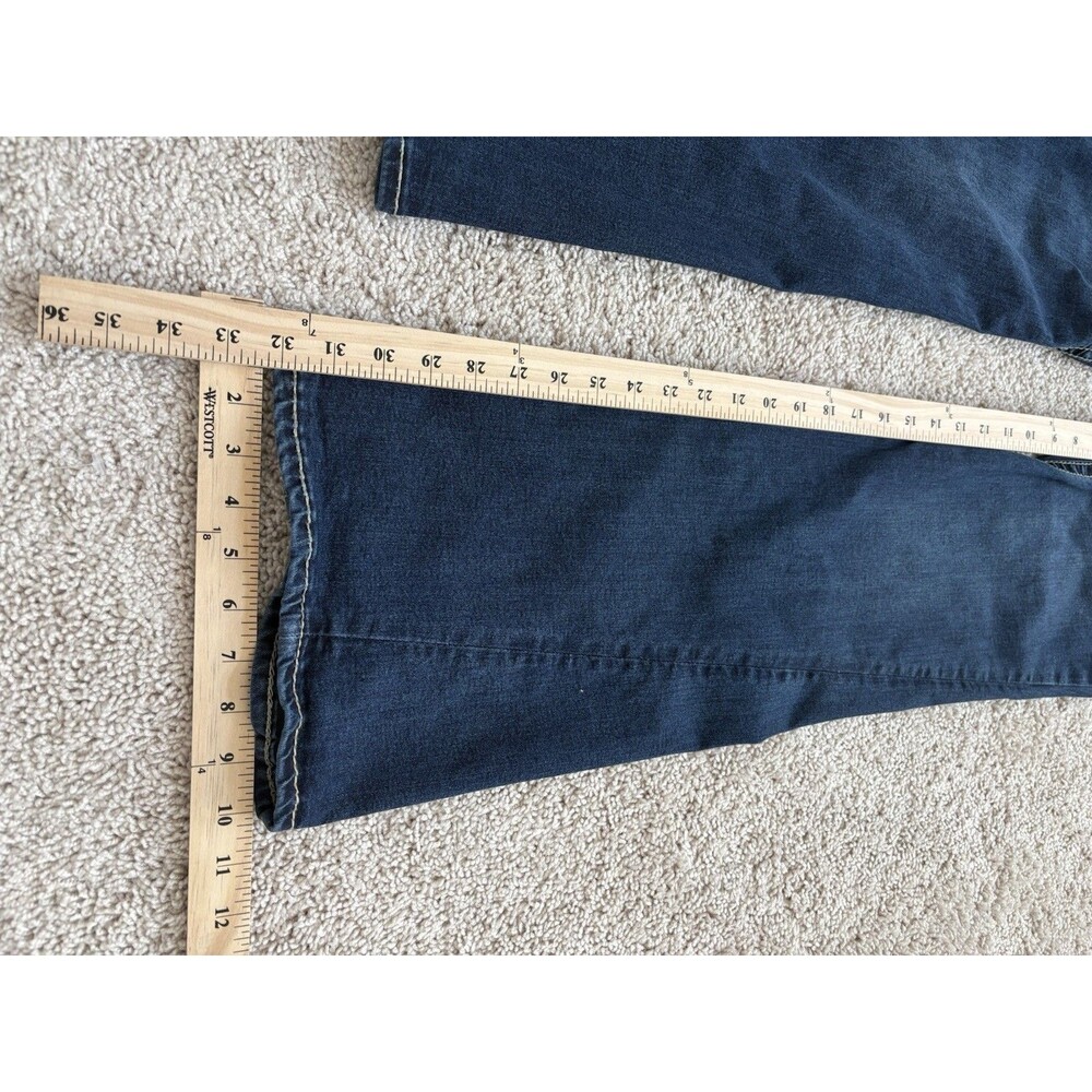True Religion Joey Mid Rise Flap Flare Womens 32 Dark Wash Twisted Seam Y2K - Picture 9 of 9